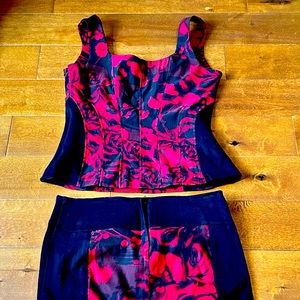 EUC! Beautiful 2-piece Cache Black/Red Skirt & Top